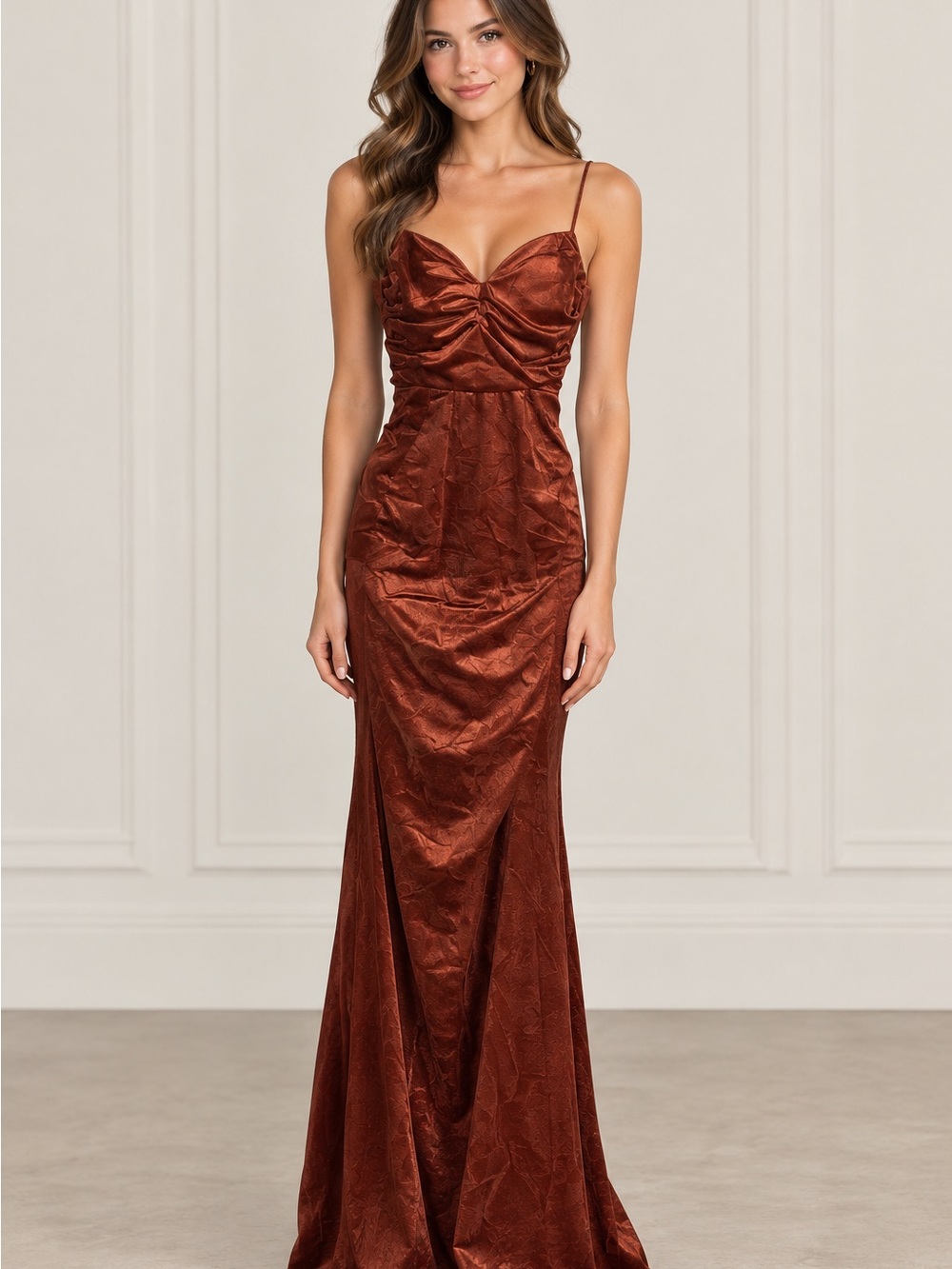 Windsor Rust Velvet Maxi Dress